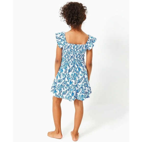 Lilly Pulitzer Girls Mini Jilly Dress Tiered Shell Printed Smocked XS NWT 281027 - Picture 2 of 9